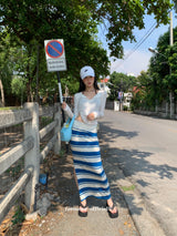 Silhouette tight long-sleeved button t-shirt