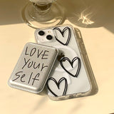 BlackSilver- Love yourself Magsafe Phone Case Card Pocket Set