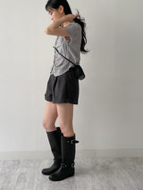 Check Shirred Short Sleeve Blouse