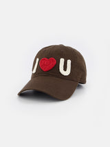 I ♡ U Crochet Cap-Brown