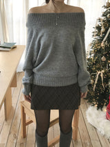 Slash mohair off-shoulder knit (3 colors)