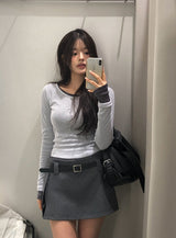 Todu Round See-through Long Sleeve T-Shirt