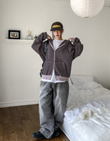 Paying Pigment Stripe Two Way Hooded Zip-Up