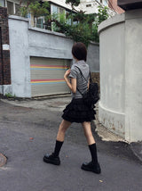 Leahn Frill Tiered Banding Mini Skirt