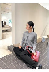 Gray Under Frill Layered Cardigan Top
