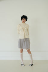 BOW MINI DOT LACE SKIRT (GREY)