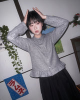 (3color) ドットフリル起毛ニットカーディガン