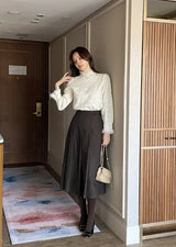 Berina brushed pleated long skirt