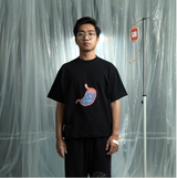 インターナルコンフリクトストマックブラックオーバーサイズTシャツ