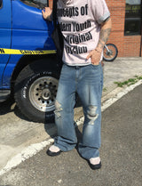 No.1790 vtg washing flare denim PT