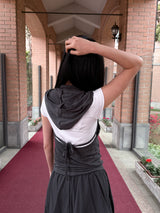  OPEN RIBBON HOODIE TOP