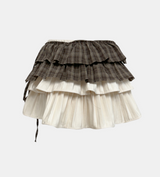 Velvet Checkered Layered Skirt