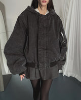 Ber denim padded hooded flight jumper