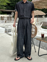 Olin linen indigo half shirts