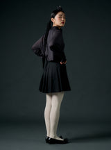 Stripe pleats skirt (black)