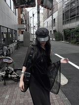 see-through overfit knit cape