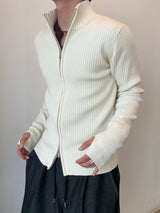 Rib Line Muscle Fit Zip-Up Knit