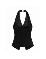 [PRE-FALL] [ATELIER] Jane Tweed Jewel Point Halterneck Vest Black