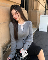 [ORIGINAL] Clue Punch-Detail Long-Sleeve Cardigan