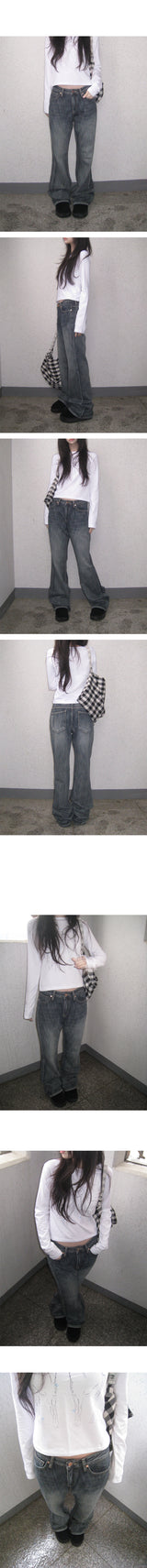 slub bootcut denim
