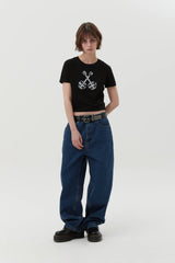 UNION JACK CROP T-SHIRT - BLACK 