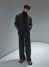 ASCLO Wool Herringbone Retro Jacket & Pants (Charcoal)