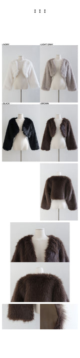 TOFFU FUR CROP JACKET (LIGHT GRAY)