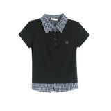 Check collar layered polo shirt 231330477
