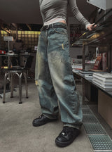 Tinta brush damage balloon denim pants