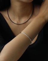 [Silver 925] Black Spinel Gem Necklace (Long ver.)