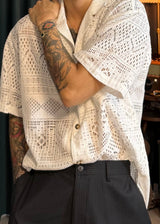 ハワイアンパンチングシースルーショートスリーブシャツ 3COLOR