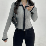 COLOR-BLOCK GRADATION 2-WAY KNIT ZIP-UP - 2 COLOR