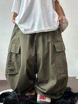 LOOSE CARGO BANDING BALLOON PARACHUTE BALLOON COTTON PANTS 💚🐣🖤 - 3 COLORS