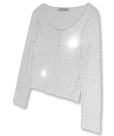 Reflective Dot Henley Long Sleeve_Ivory