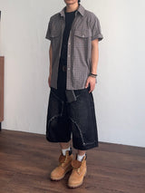 Plaid Western Check Half Shirt (2color) (No.967)