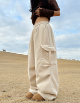 (LUXURIOUS VELVET💎/NOT CHEAP)ツープレートベルベットストリングカーゴゴムパンツ