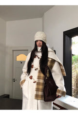 Celebrity toggle checkered long coat