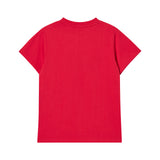 ドッグロゴスリムフィットアップリケTシャツ レッド