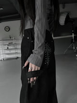 leopard cross stud balloon denim