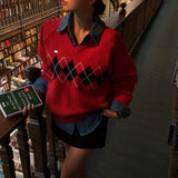 [BELLIDE MADE] ルーズフィットアーガイルVネックニットウェア