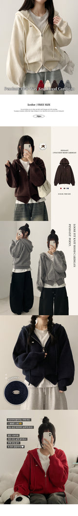 Flo Pendant Loose Fit Knit Hooded Zip-Up