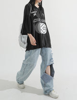 Glitter Metal Sporty V-Neck T-shirt