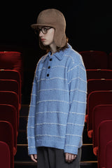 STITCH RUGBY POLO KNIT / SKY BLUE