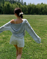 Fillet linen hooded cardigan