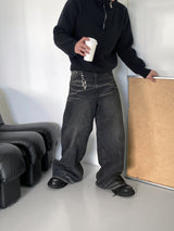No.1019 noir boots cut denim PT
