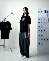 アップリケコットンTシャツ ブラック
