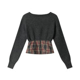 Mori Check Blended Knit Top 233426808