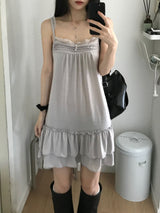 Pintuck Frill Mini Dress (2 colors)