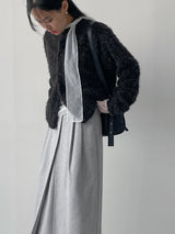 Mockneck Overfit Fur Cardigan