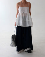 double ribbon jacquard bustier long blouse